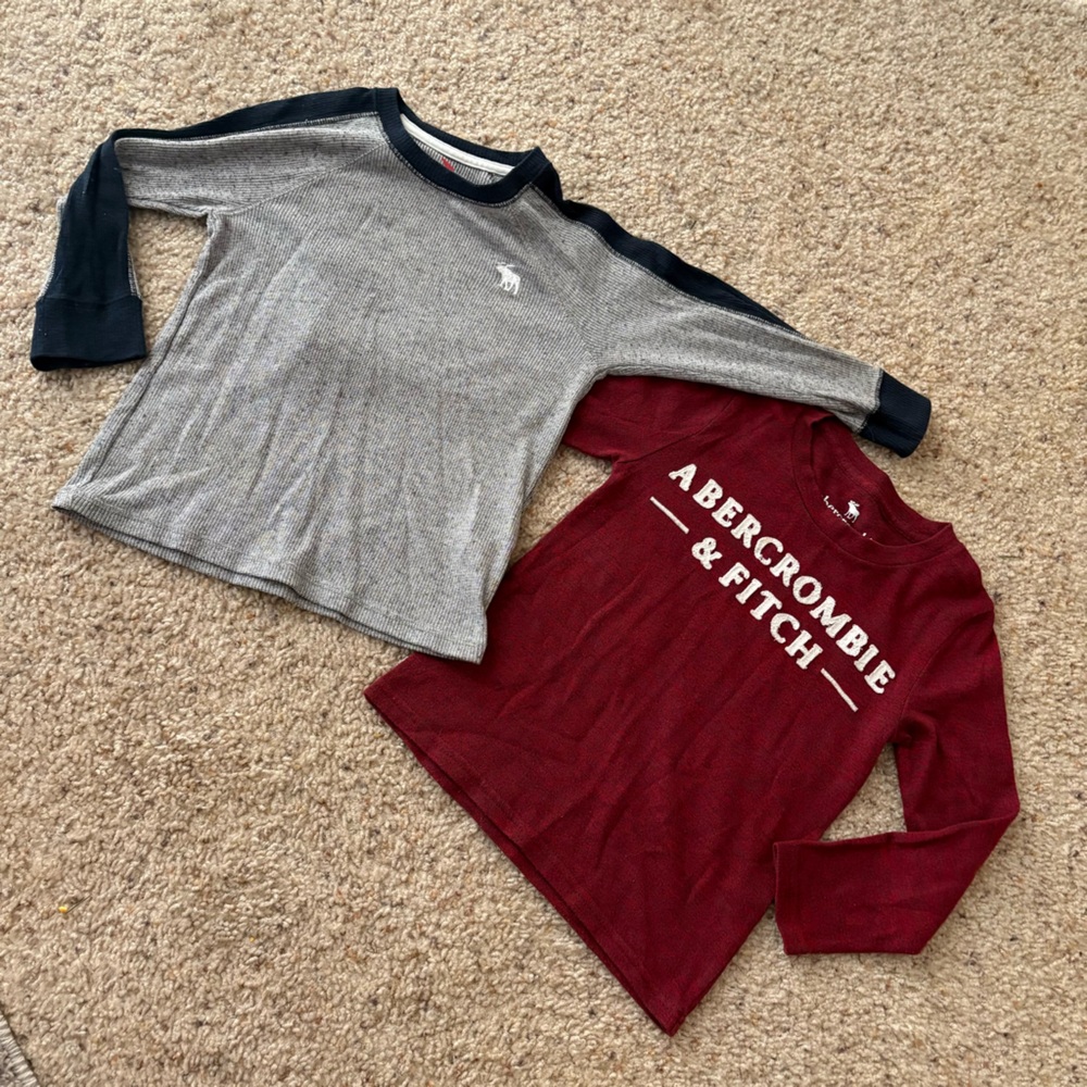 abercrombie kids Logo Long Sleeve Shirts (Lot of 2) Boys Size 4
